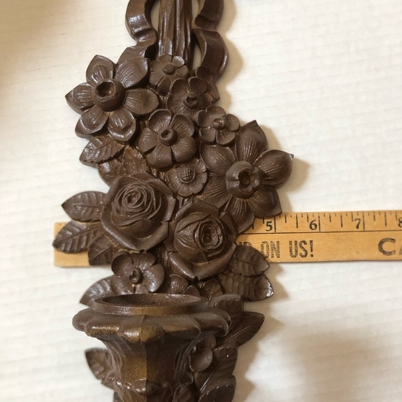 Vtg Syroco Floral Wall Sconces - Picture 11 of 16